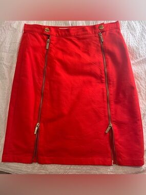 Michael Kors Red Zip-Accent Women’s Skirt